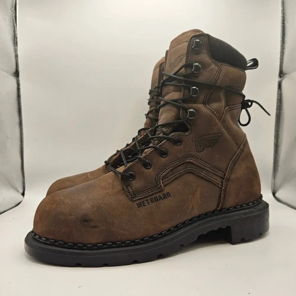 RED WING MEN'S 8.5D 415 DYNAFORCE 6 IN WP SOFT TOE WORK BOOTS BROWN NWOB